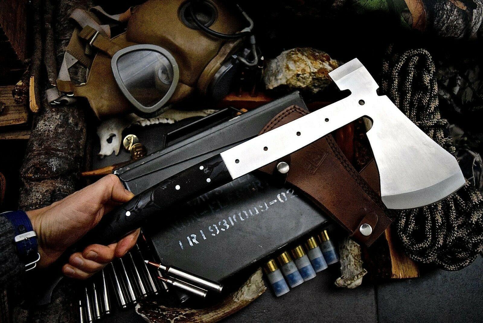 Viking Destroyer Custom Handmade 18-Inch D2 Steel Battle Axe with Honeycomb Micarta Grip