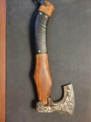Viking Handmade High Carbon Steel Tomahawk Hatchet Axe with Leather Sheath