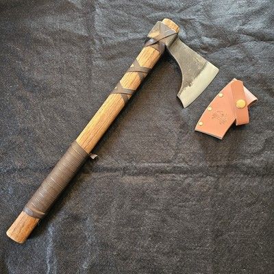 Viking Tomahawk Throwing Axe – Hand Forged Carbon Steel with Beechwood Handle