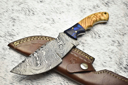 10.0" Handmade Damascus Steel Tracker Knife with Hard Wood Handle