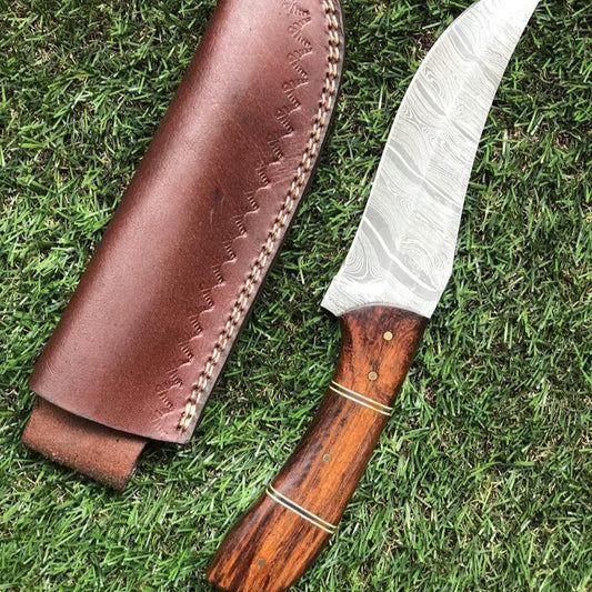 10.5" Custom Handmade Twist Damascus Steel Fixed Blade Hunting Bowie Knife