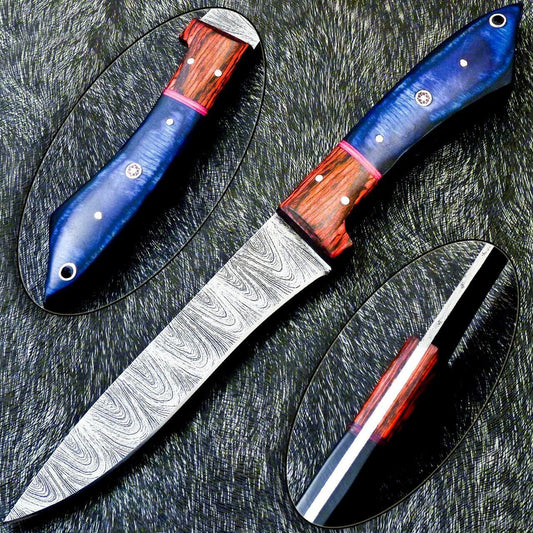 10" Custom Hand-Forged Damascus Steel Chef Knife | Hardwood Handle Kitchen Knife

