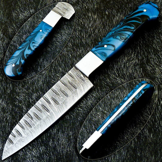 10" Custom Hand Forged Damascus Steel Chef Knife Kitchen Knife with Resin Handle