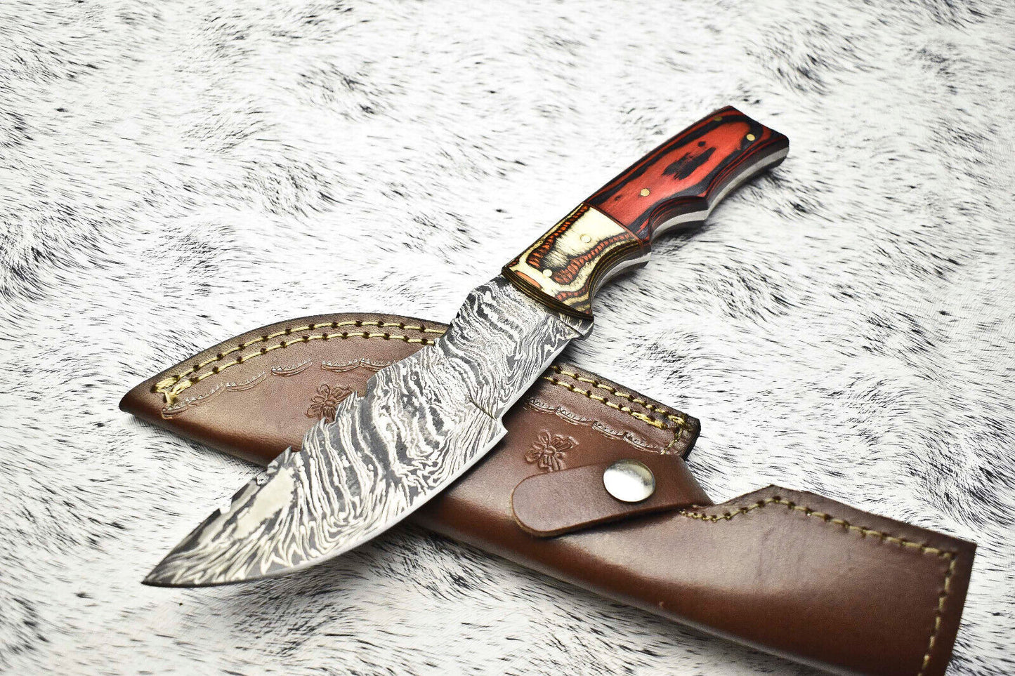 10" Custom Handmade Forged Damascus Steel Hunting Tracker Knife | Fixed Blade Camping Knife