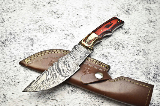 10" Custom Handmade Forged Damascus Steel Hunting Tracker Knife | Fixed Blade Camping Knife