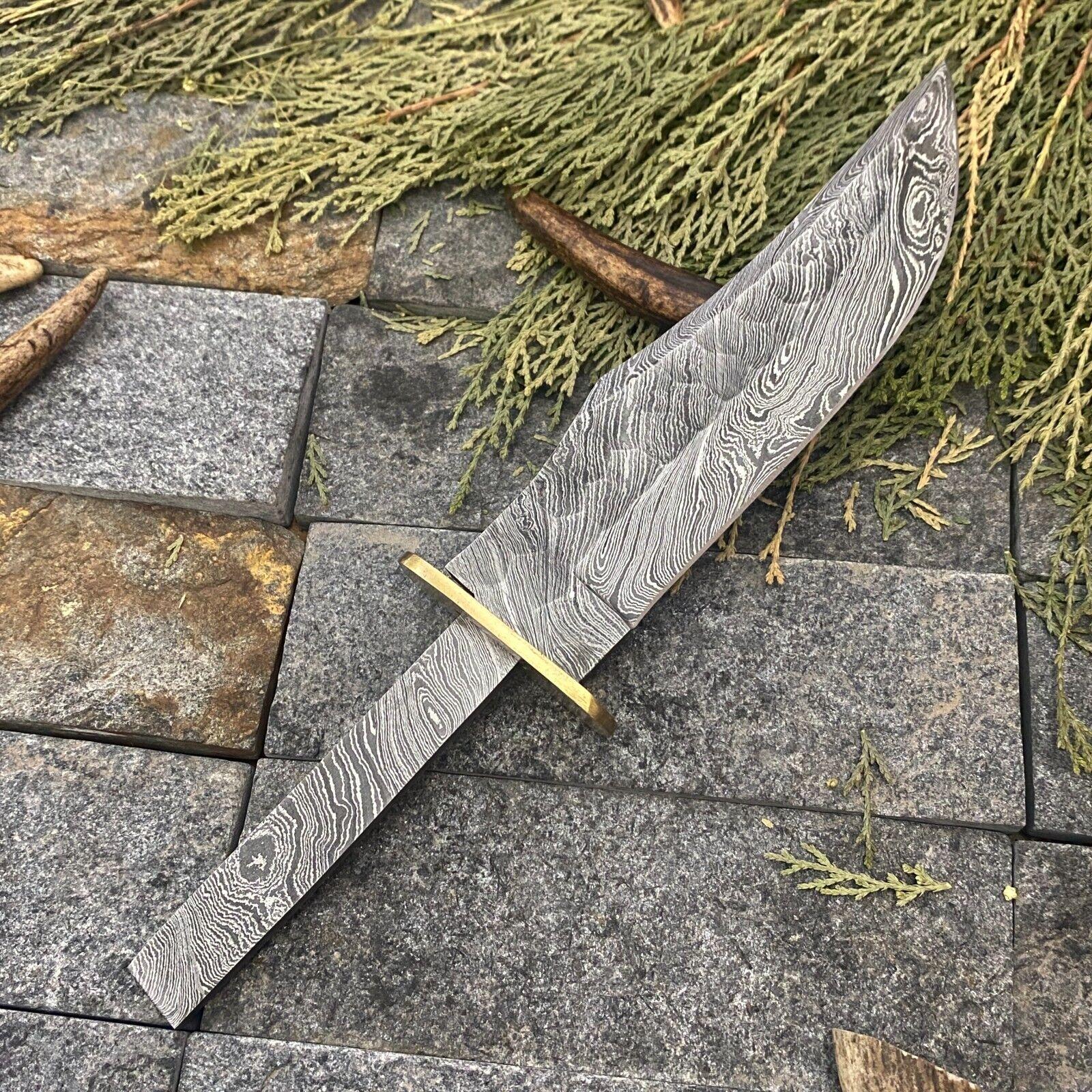 10" Hand-Forged Damascus Bowie Blank Blade – 512-Layer Twisted Pattern