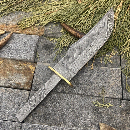 10" Hand-Forged Damascus Bowie Blank Blade – 512-Layer Twisted Pattern