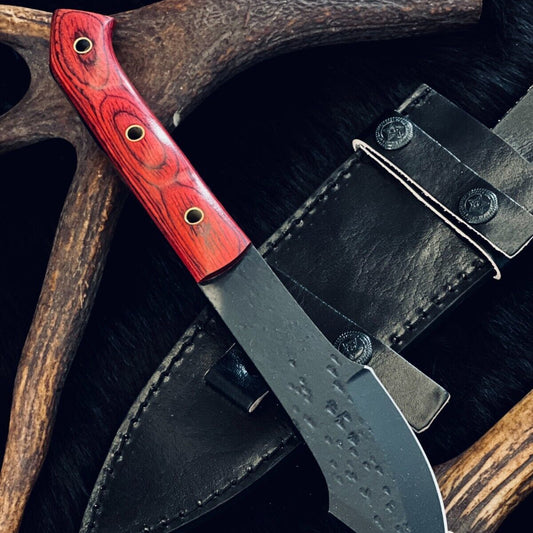  10" Handmade D2 Steel Bowie Knife – Tracker Blade with Camel Bone & Wood Handle