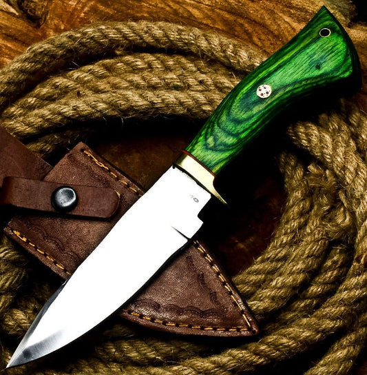 10" Handmade D2 Steel Skinner Knife | Hardwood Handle Hunting EDC with Sheath