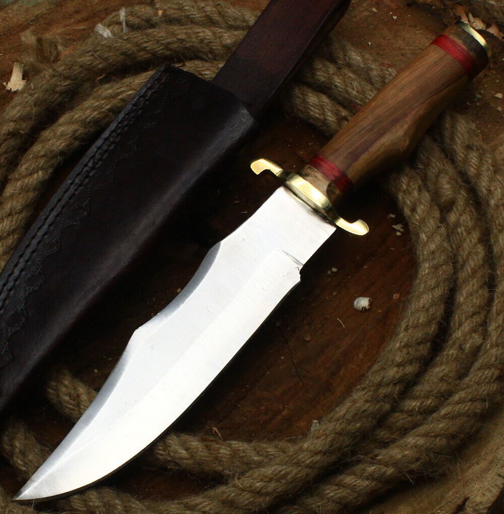 10" Handmade D2 Steel Skinner Knife | Walnut Wood Handle Full Tang Hunting EDC with Sheath