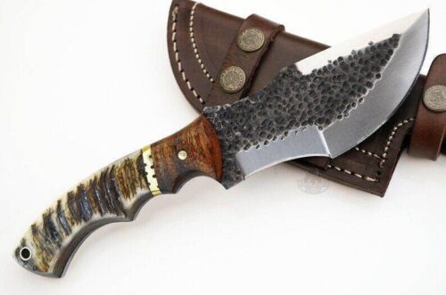 10" Handmade D2 Tool Steel Tracker Knife – Fixed Blade Hunting Survival EDC with Leather Sheath