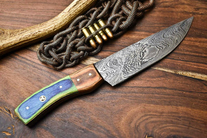 10"Handmade Damascus Steel Chef Kitchen Knife  with Full Tang  Wood Handle