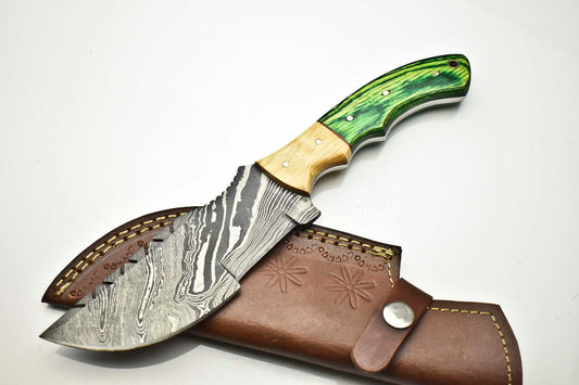 10" Handmade Damascus Steel Tracker Knife | Hardwood Handle