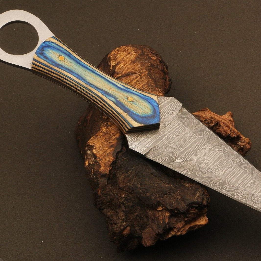10" Handmade Ladder Damascus Steel Dagger Bowie Knife –  Wood Handle