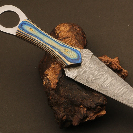 10" Handmade Ladder Damascus Steel Dagger Bowie Knife –  Wood Handle