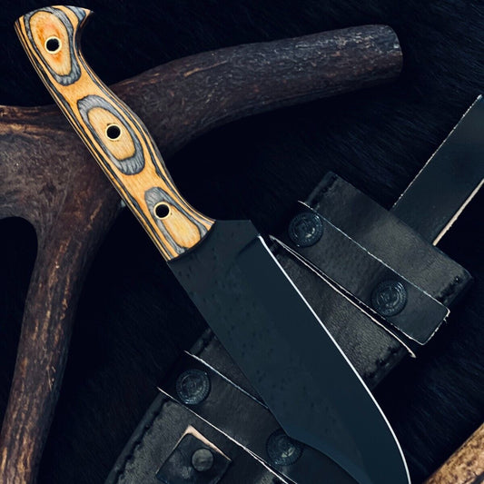 10 Inch Custom D2 Steel Bowie Hunting Knife with Wood Handle