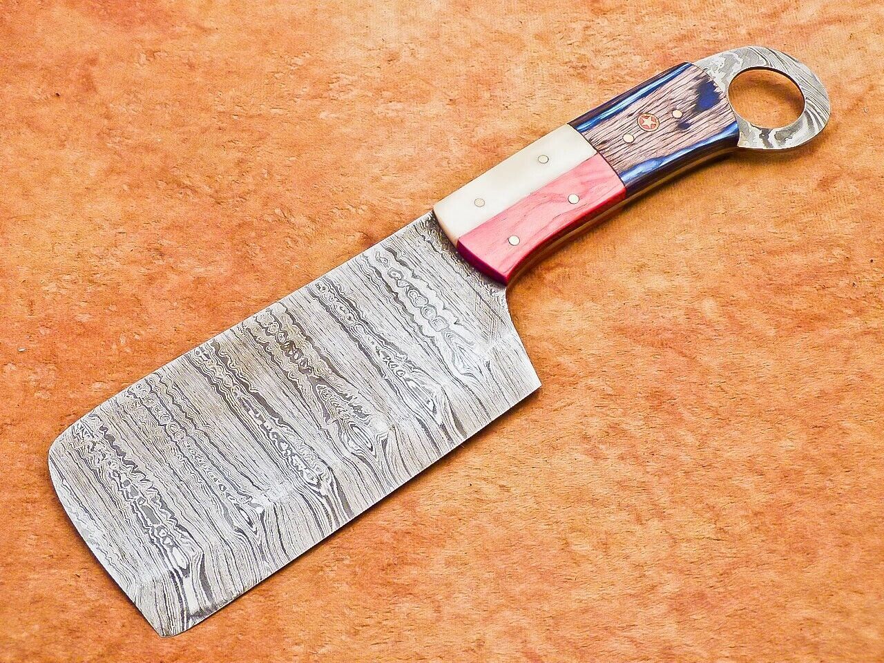 10" Professional Chef Chopper Knife Cleaver Damascus Blade with Camel Bone Handle