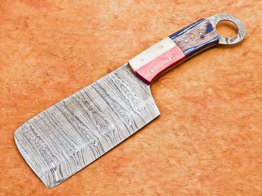 10" Professional Chef Chopper Knife Cleaver Damascus Blade with Camel Bone Handle