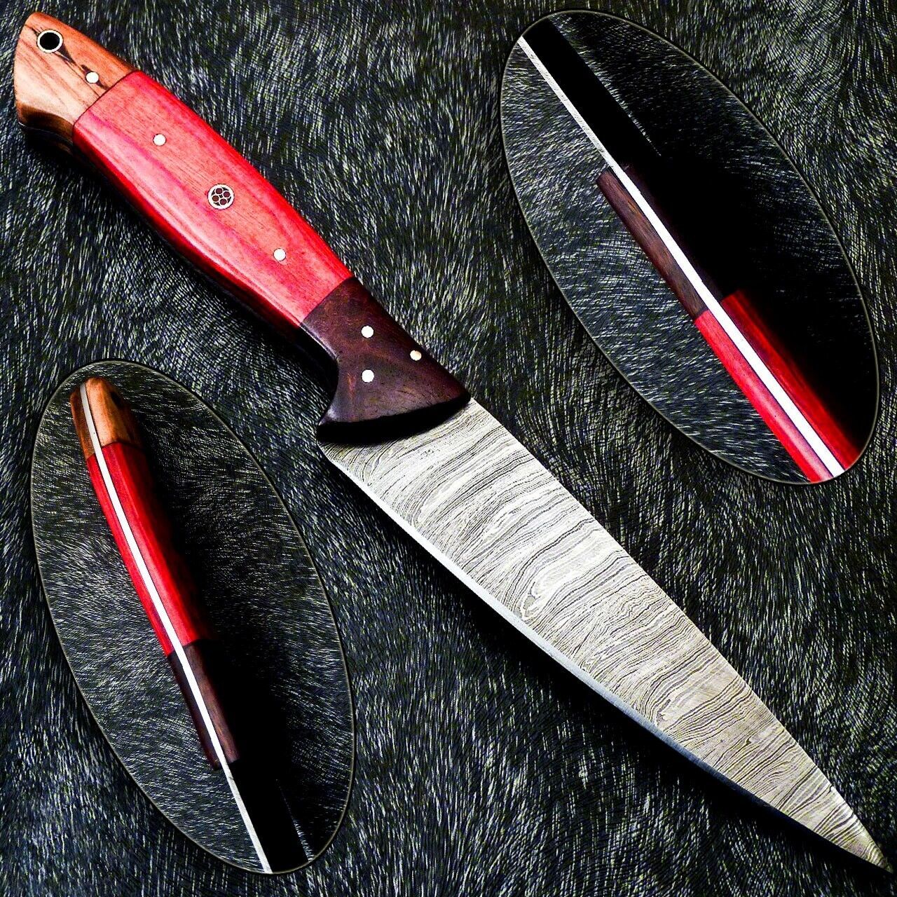 10" Professional Kitchen Chef Knife – Handmade Damascus Blade with Camel Bone Handle
