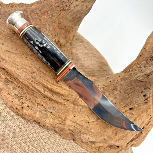 10" Skinner Knife with 5" Stainless Steel Blade & Black Buffalo Horn Handle