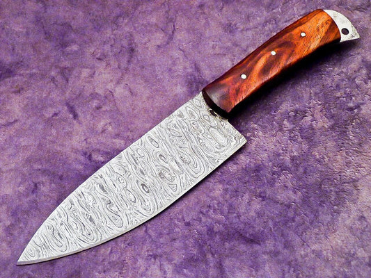 11.0" Handmade Damascus Steel Professional Chef Knife with Natural Hardwood Handle