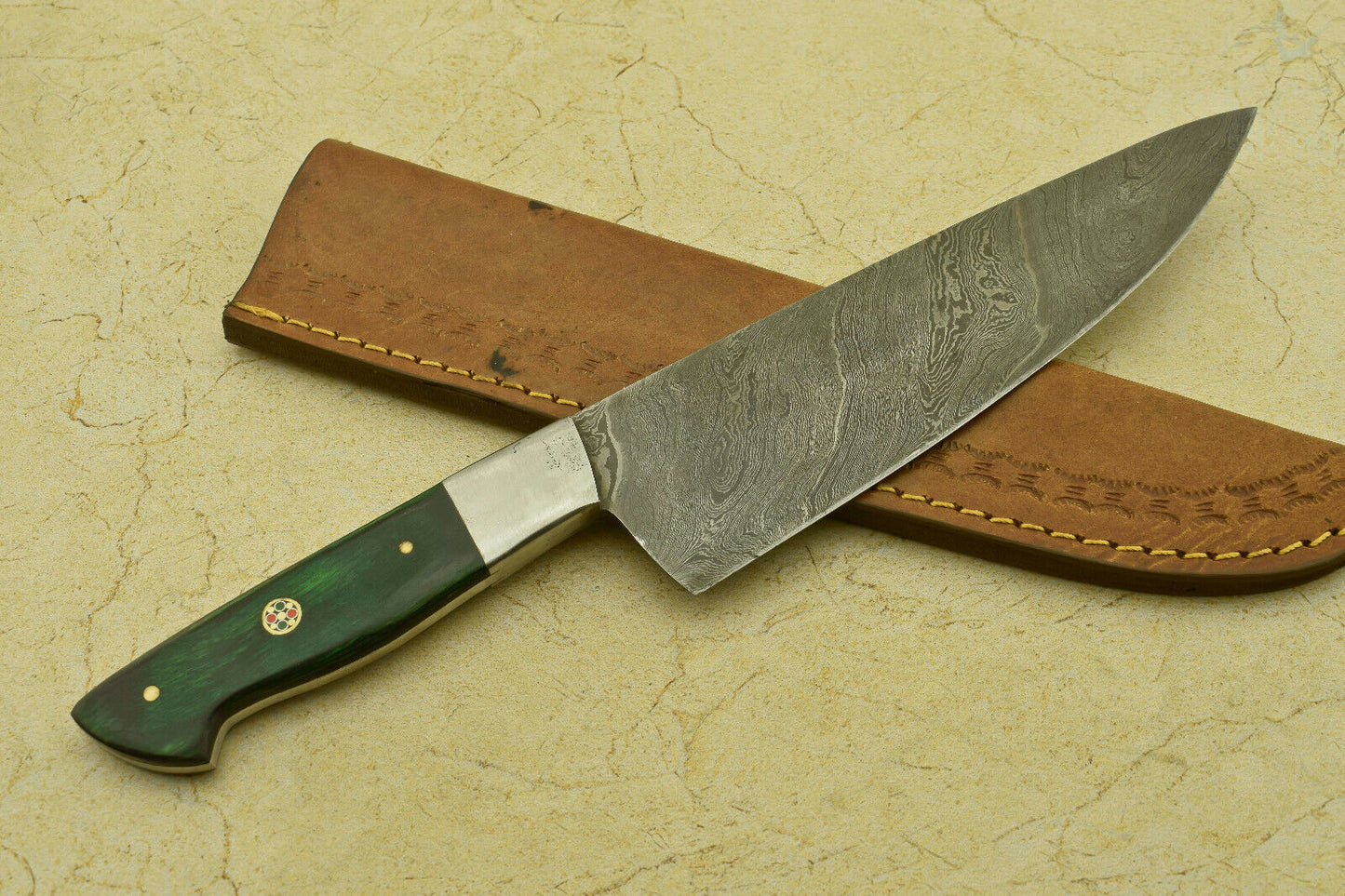 11.75" Handmade Damascus Steel Chef Kitchen Knife – Pakka Wood Handle, 512 Layers, Hand-Forged