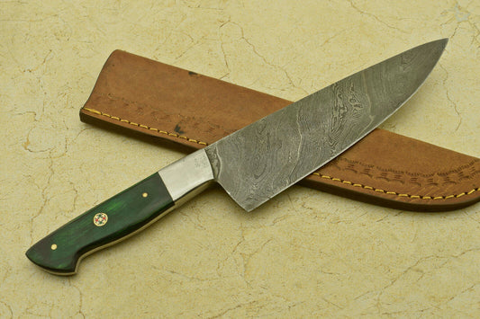 11.75" Handmade Damascus Steel Chef Kitchen Knife – Pakka Wood Handle, 512 Layers, Hand-Forged