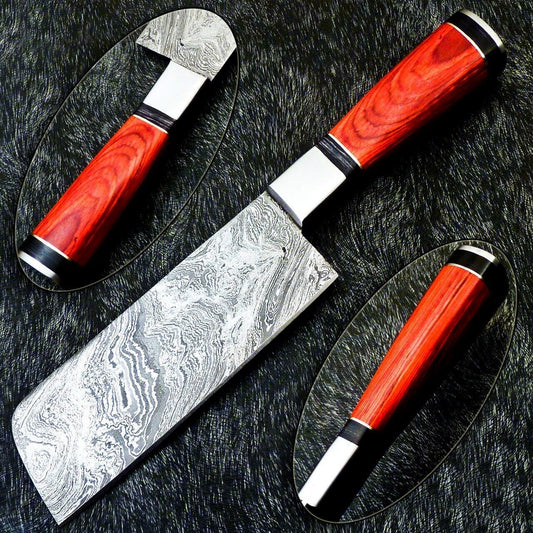 11" Custom Hand Forged Damascus Steel Chopper Knife – Kitchen & Chef Knife
