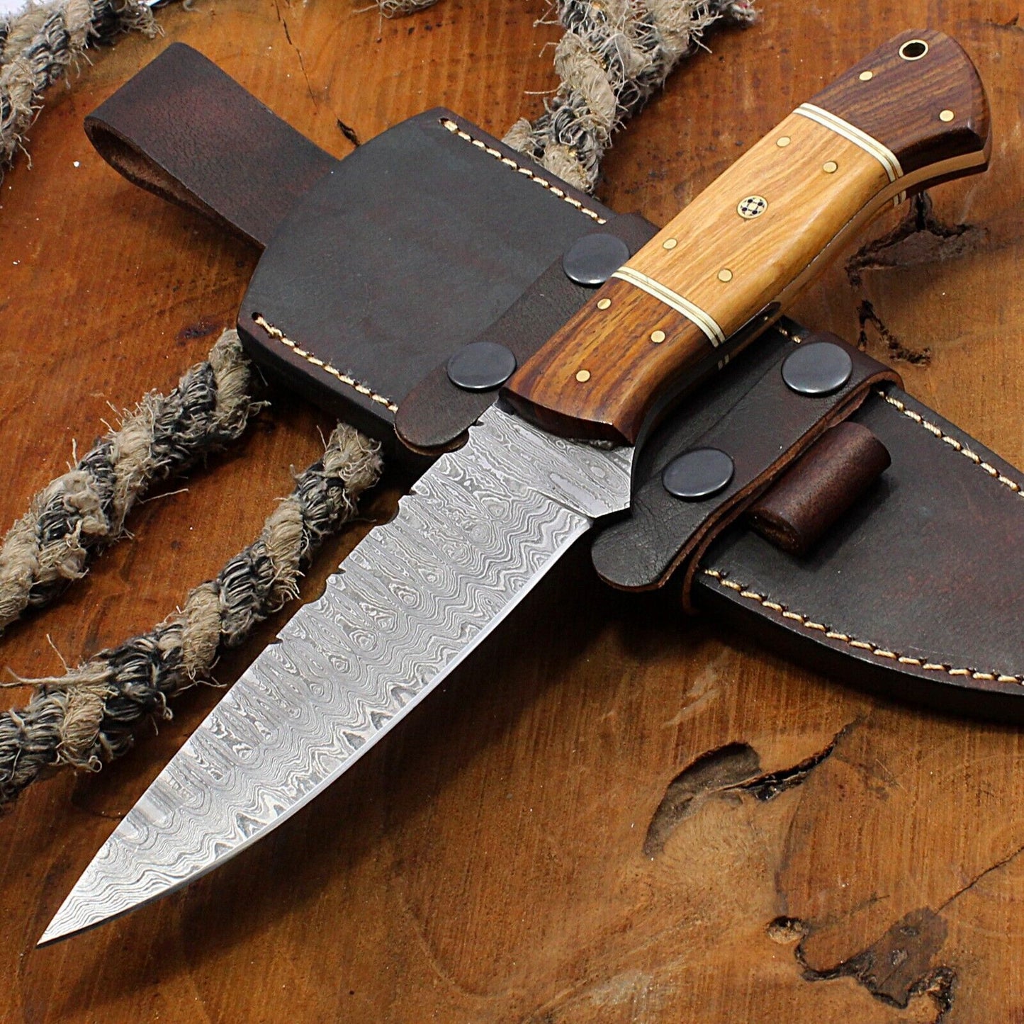 11" Custom Handmade Twist Damascus Steel Chef & Kitchen Knife – Fixed Blade