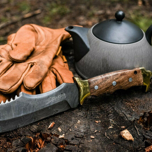 11" Handmade Damascus Hunting & Bowie Knife – Full Tang