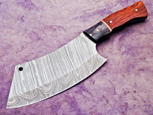 11'' Handmade Damascus Steel Chopper Cleaver Knife with Hard Wood Handle