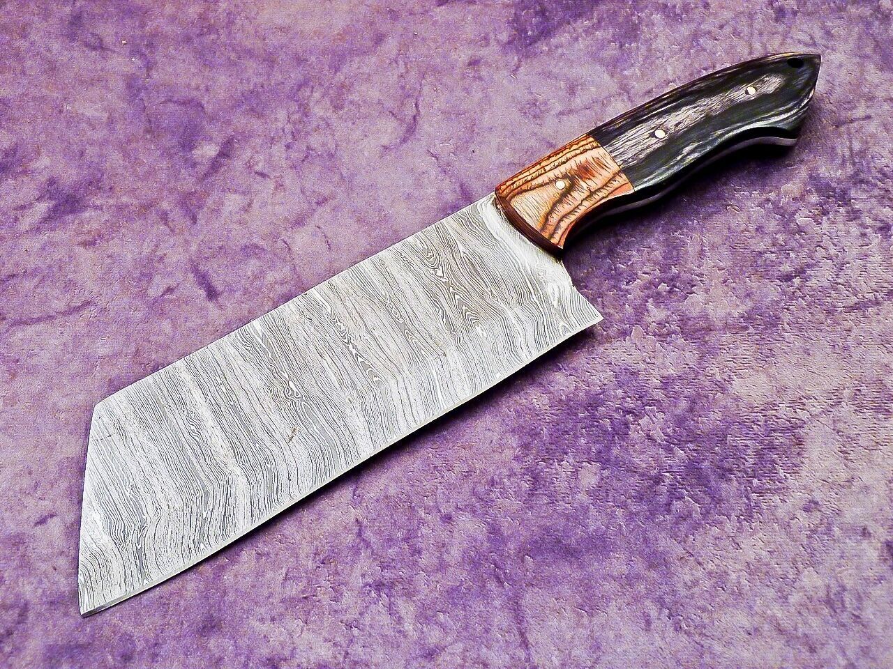 11" Handmade Damascus Steel Chopper Cleaver Knife with Hardwood Handle – Professional Chef Knife