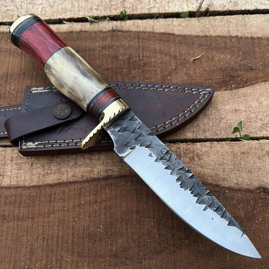 11 Inch Custom Handmade D2 Steel Bowie Knife with Brass Guard and Wood Handle