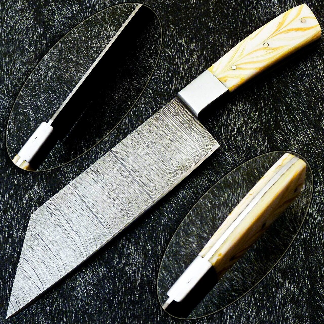 11" Professional Damascus Steel Chef Chopper Knife – Resin Handle, Handmade Cleaver