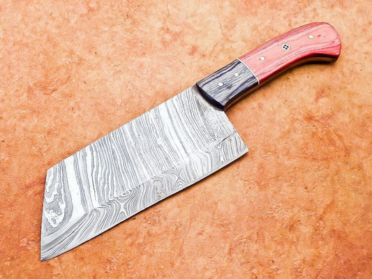 11" Professional Handmade Damascus Steel Chopper Cleaver Knife with Hard Wood Handle

