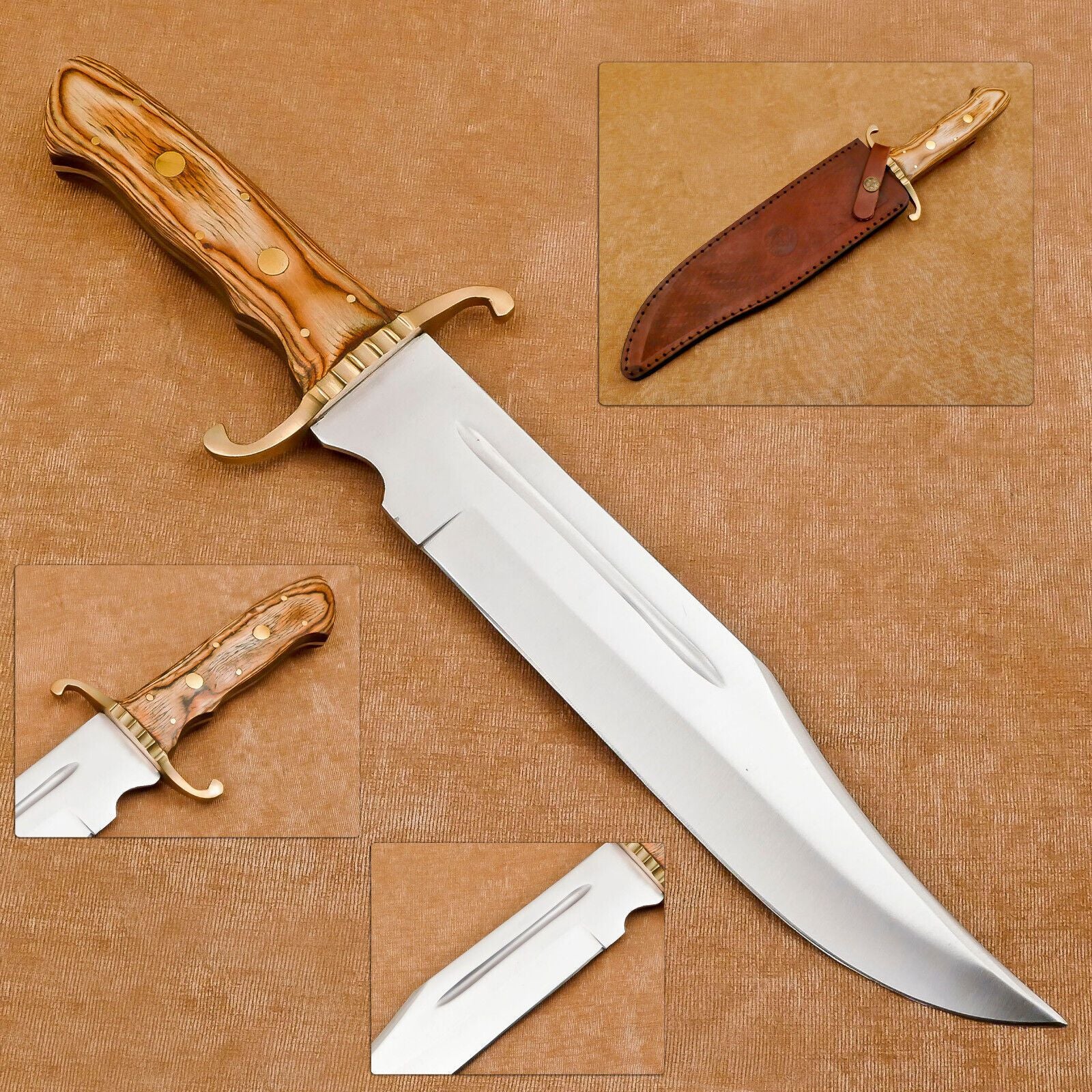 12-Inch Handmade D2 Steel Blood Groove Full Tang Bowie Hunting Knife