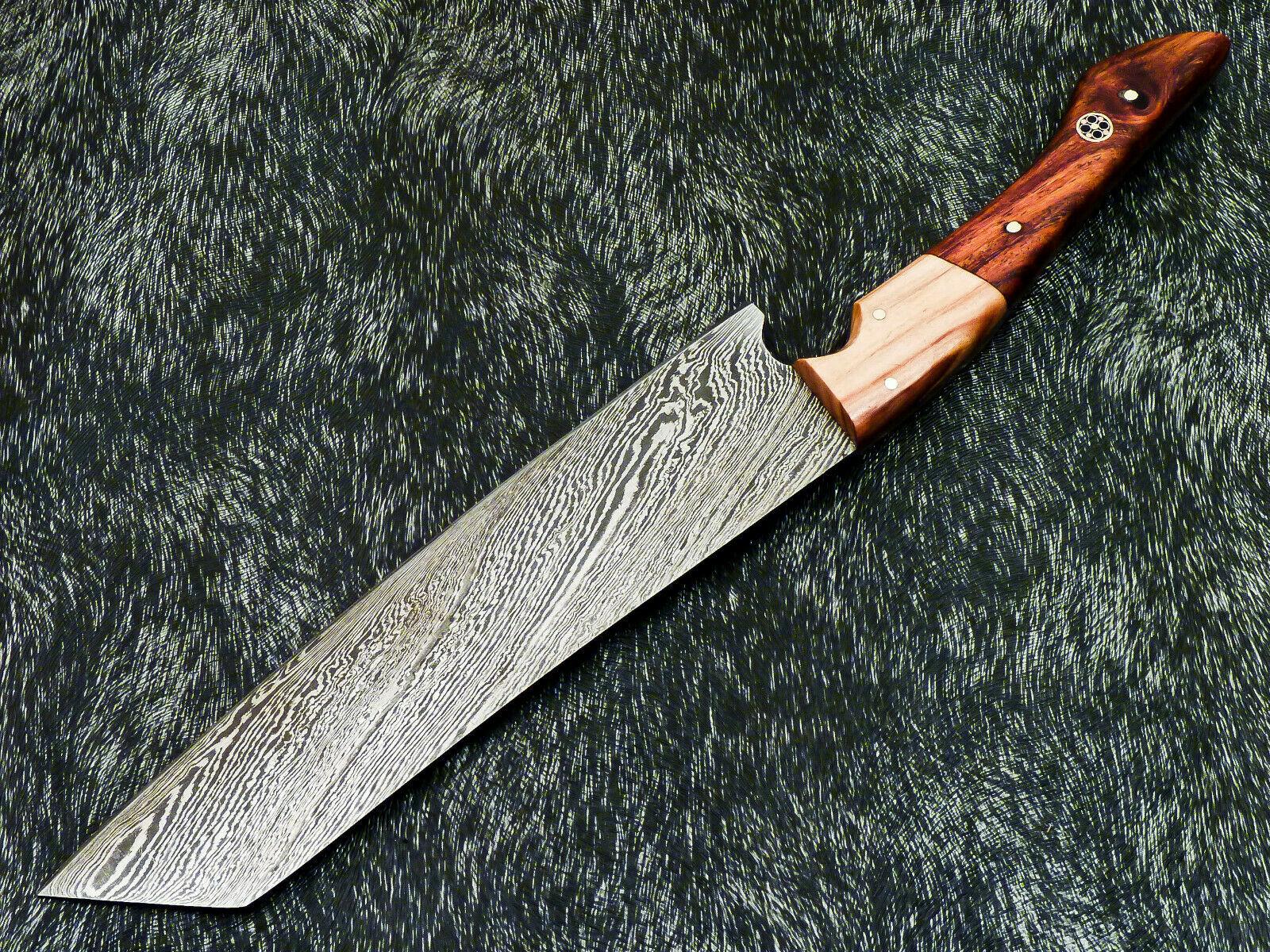 12-Inch Professional Damascus Steel Chef Knife with Olive Wood Handle, Hand-Forged 7-Inch Blade, Full Tang, 512-Layer Forged Damascus, Precision Heat-Treated Edge