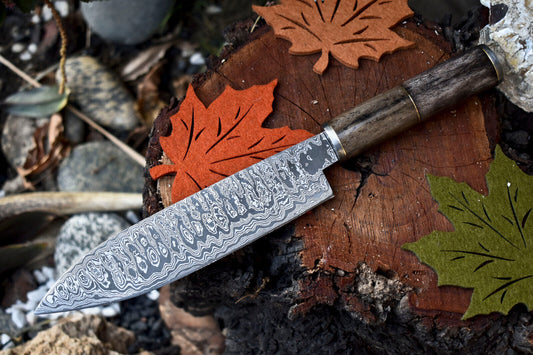 12.0" Custom Handmade Damascus Blade Kitchen Rat Tail Chef Knife – Artisan Forge