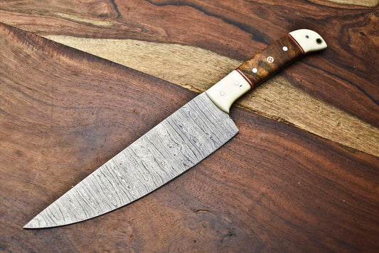12.0" Hand-Forged Damascus Steel Chef Knife – Full Tang Kitchen Knife
