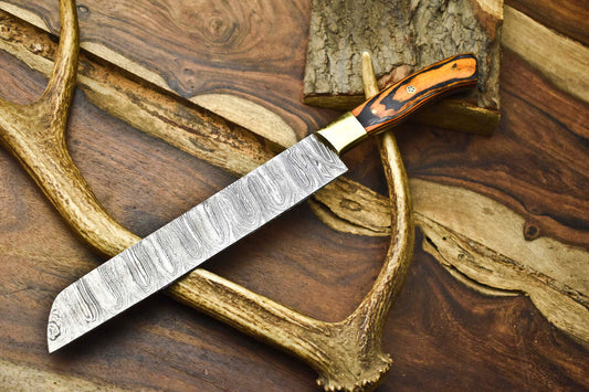 12.0" Handmade Damascus Steel Blade Kitchen Chef Full Tang Knife – 100% Handmade
