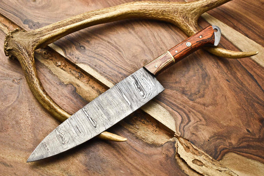 12.0" Handmade Damascus Steel Blade Kitchen Chef Knife – Full Tang, Artisan Forged