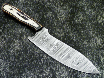 12.0" Handmade Damascus Steel Chef Knife  Professional Kitchen Knife with Wood Handle