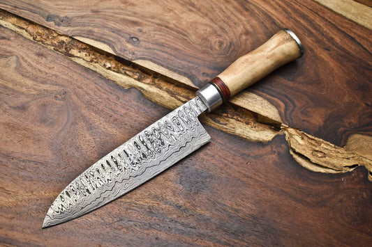12.0" Handmade Damascus Steel Kitchen Chef Knife – Full Tang Custom Blade