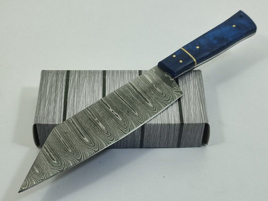 12.0" Handmade Fixed Damascus Blade Resin Kitchen Full Tang Chef Knife