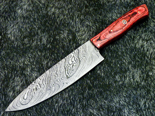  12.0" Professional Handmade Damascus Chef Knife with Pakkawood Handle