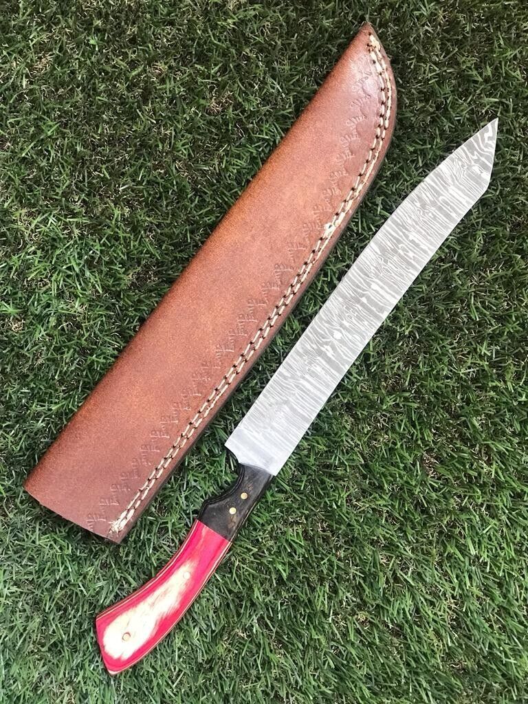 12.5" Custom Handmade Damascus Fillet Knife Custom Fillet Knife With Pakka Wood Handle 