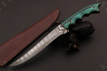 12.5" Custom Handmade Damascus Fillet Knife Damascus Steel Fillet Knife With Sheath