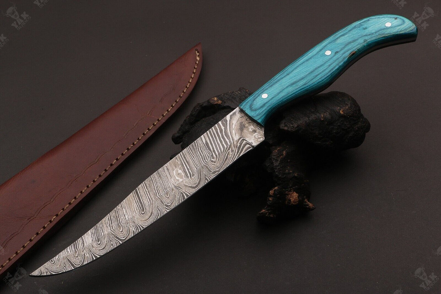 12.5" Damascus Fillet Knife Damascus Steel Fillet Knife With Pakka Wood Handle W/Sheath 