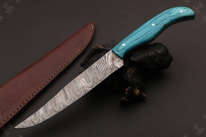 12.5" Damascus Fillet Knife Damascus Steel Fillet Knife With Pakka Wood Handle W/Sheath 