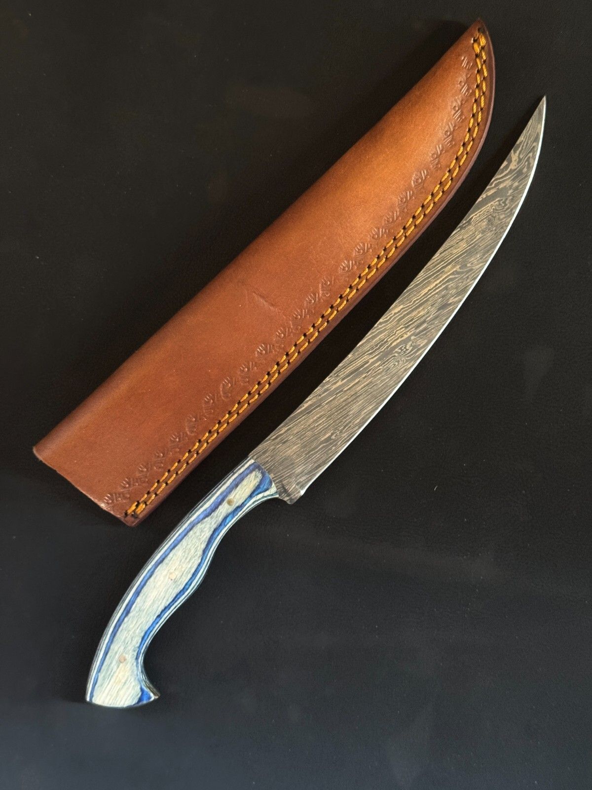12.5" Handmade Damascus Fillet Knife Custom Fillet Knife with Pakka Wood Handle & Sheath